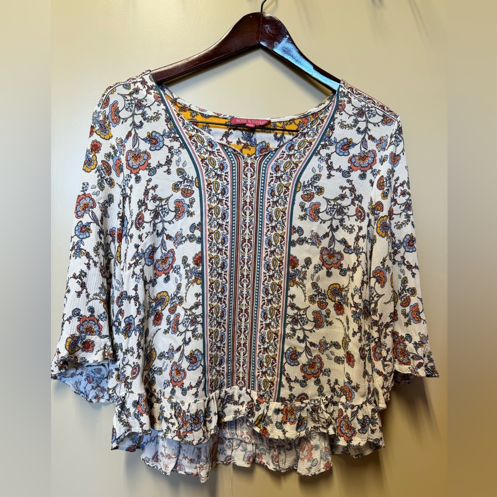 Rose & Thyme Boho Blouse Size M
